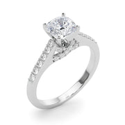 Sculpted Channel-Set Round Diamond Engagement Ring in 10K/14K gold and platinum with certified lab-grown or natural diamonds