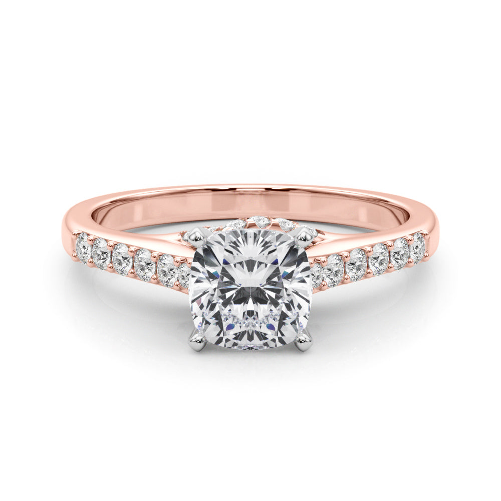 Sculpted Channel-Set Round Diamond Engagement Ring in 10K/14K gold and platinum with certified lab-grown or natural diamonds