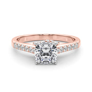 Sculpted Channel-Set Round Diamond Engagement Ring in 10K/14K gold and platinum with certified lab-grown or natural diamonds
