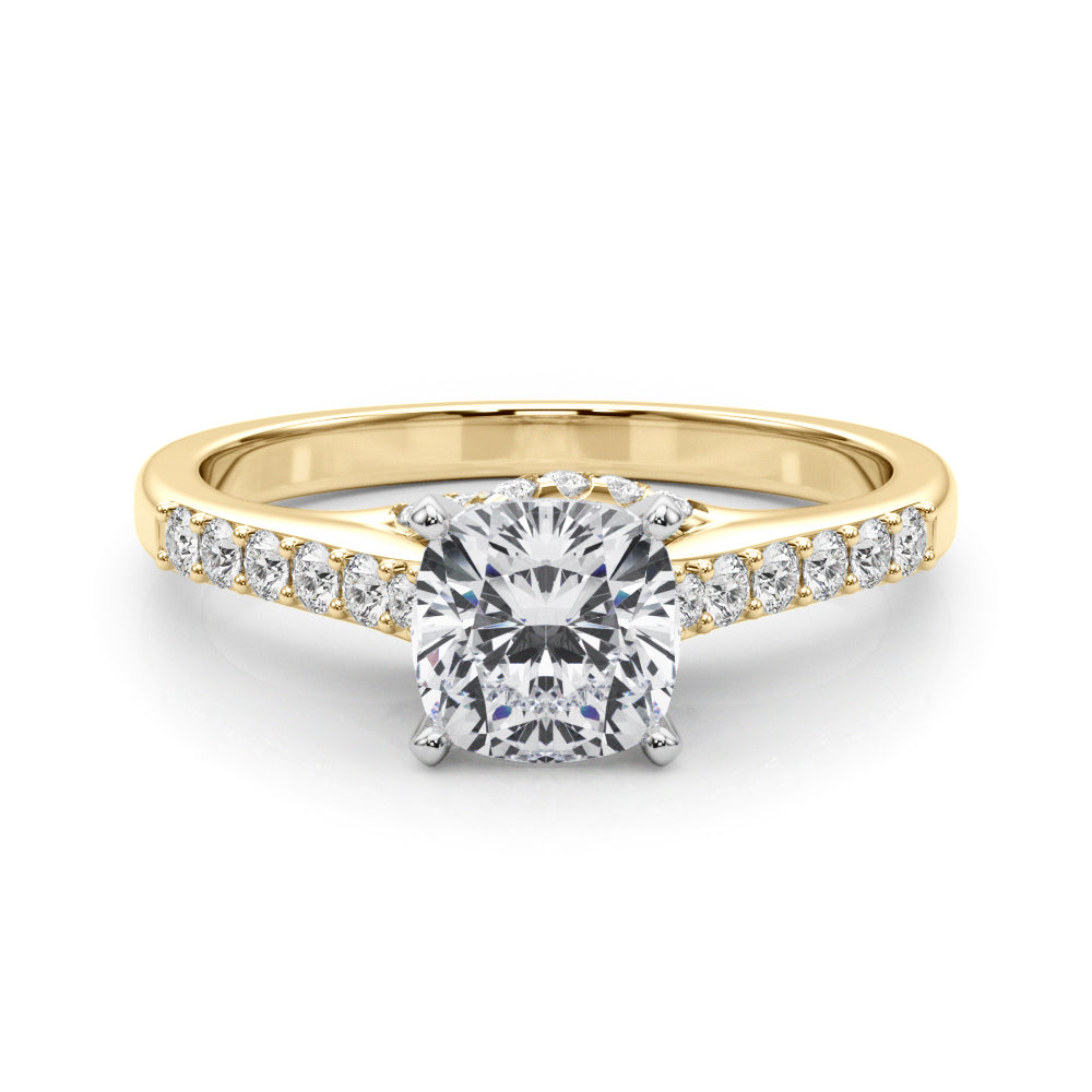 Sculpted Channel-Set Round Diamond Engagement Ring in 10K/14K gold and platinum with certified lab-grown or natural diamonds