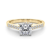 Sculpted Channel-Set Round Diamond Engagement Ring in 10K/14K gold and platinum with certified lab-grown or natural diamonds