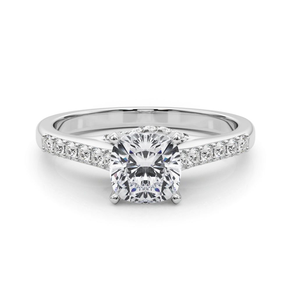 Sculpted Channel-Set Round Diamond Engagement Ring in 10K/14K gold and platinum with certified lab-grown or natural diamonds