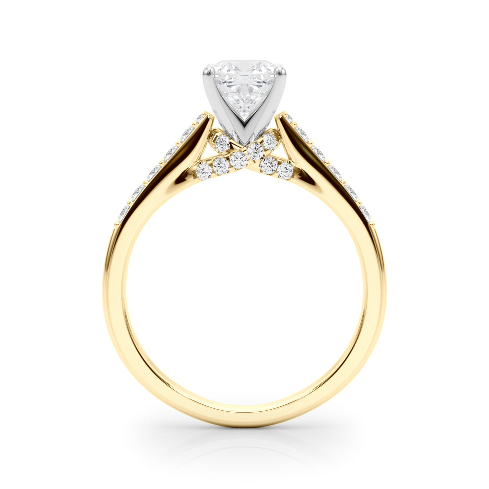 Sculpted Channel-Set Round Diamond Engagement Ring in 10K/14K gold and platinum with certified lab-grown or natural diamonds