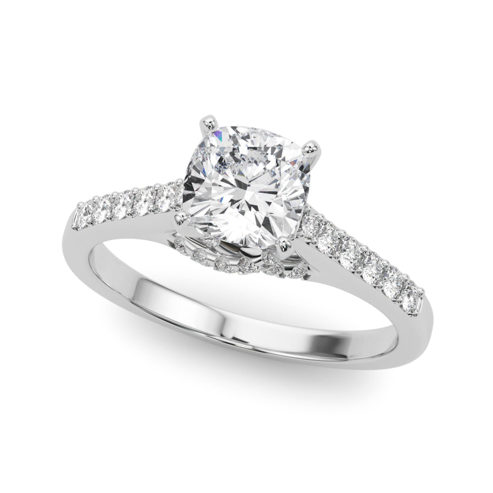 Sculpted Channel-Set Round Diamond Engagement Ring in 10K/14K gold and platinum with certified lab-grown or natural diamonds