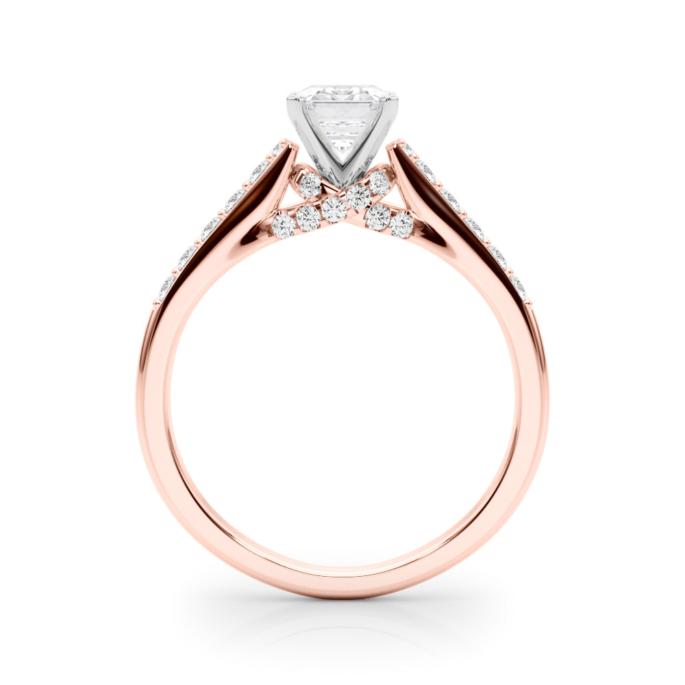 Sculpted Channel-Set Round Diamond Engagement Ring in 10K/14K gold and platinum with certified lab-grown or natural diamonds