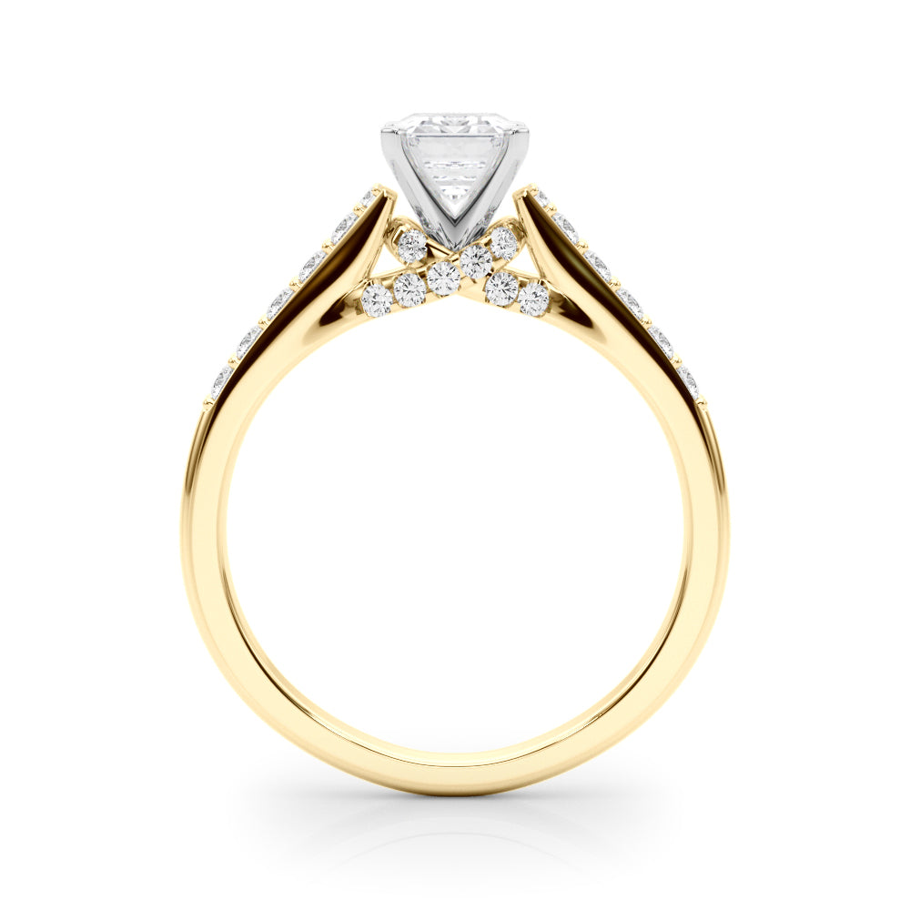 Sculpted Channel-Set Round Diamond Engagement Ring in 10K/14K gold and platinum with certified lab-grown or natural diamonds