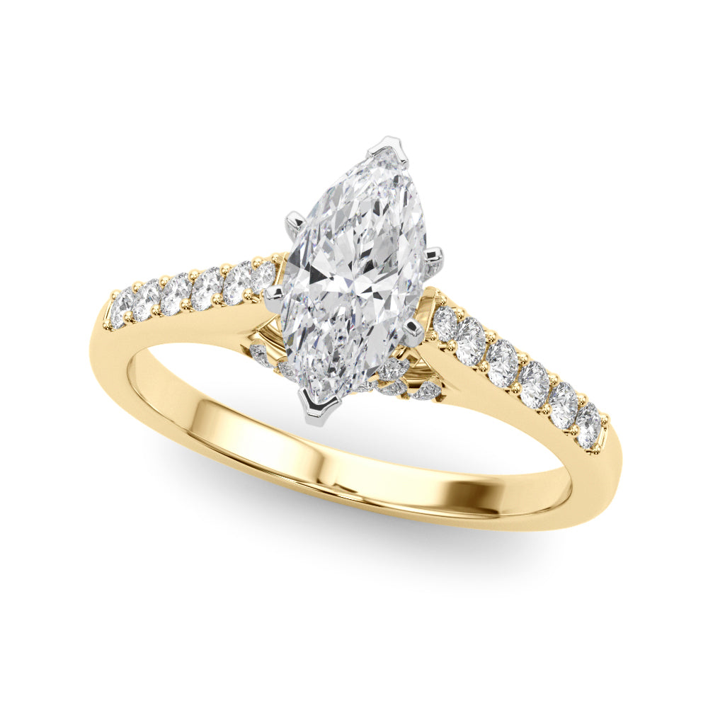 Sculpted Channel-Set Round Diamond Engagement Ring in 10K/14K gold and platinum with certified lab-grown or natural diamonds