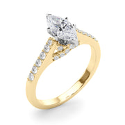 Sculpted Channel-Set Round Diamond Engagement Ring in 10K/14K gold and platinum with certified lab-grown or natural diamonds