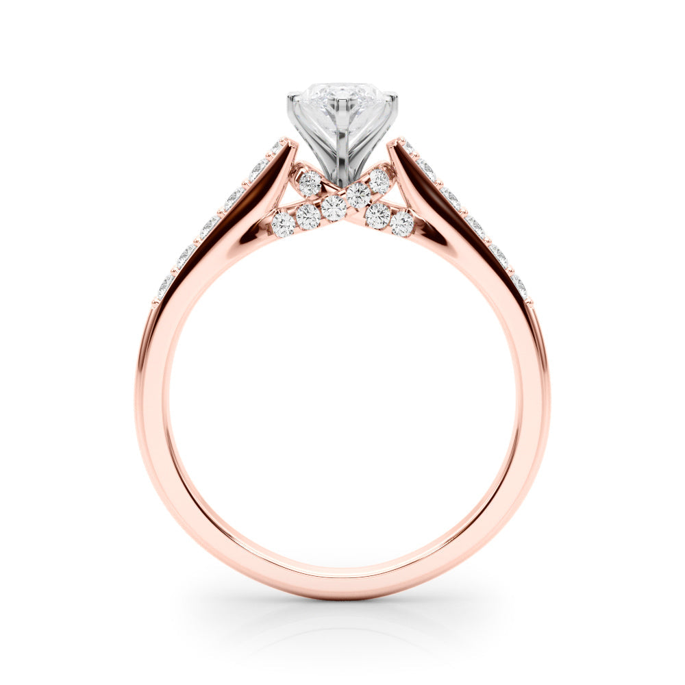 Sculpted Channel-Set Round Diamond Engagement Ring in 10K/14K gold and platinum with certified lab-grown or natural diamonds