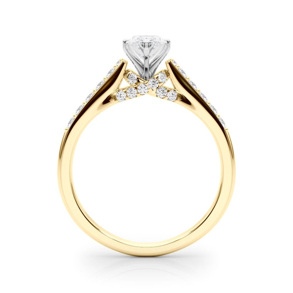 Sculpted Channel-Set Round Diamond Engagement Ring in 10K/14K gold and platinum with certified lab-grown or natural diamonds