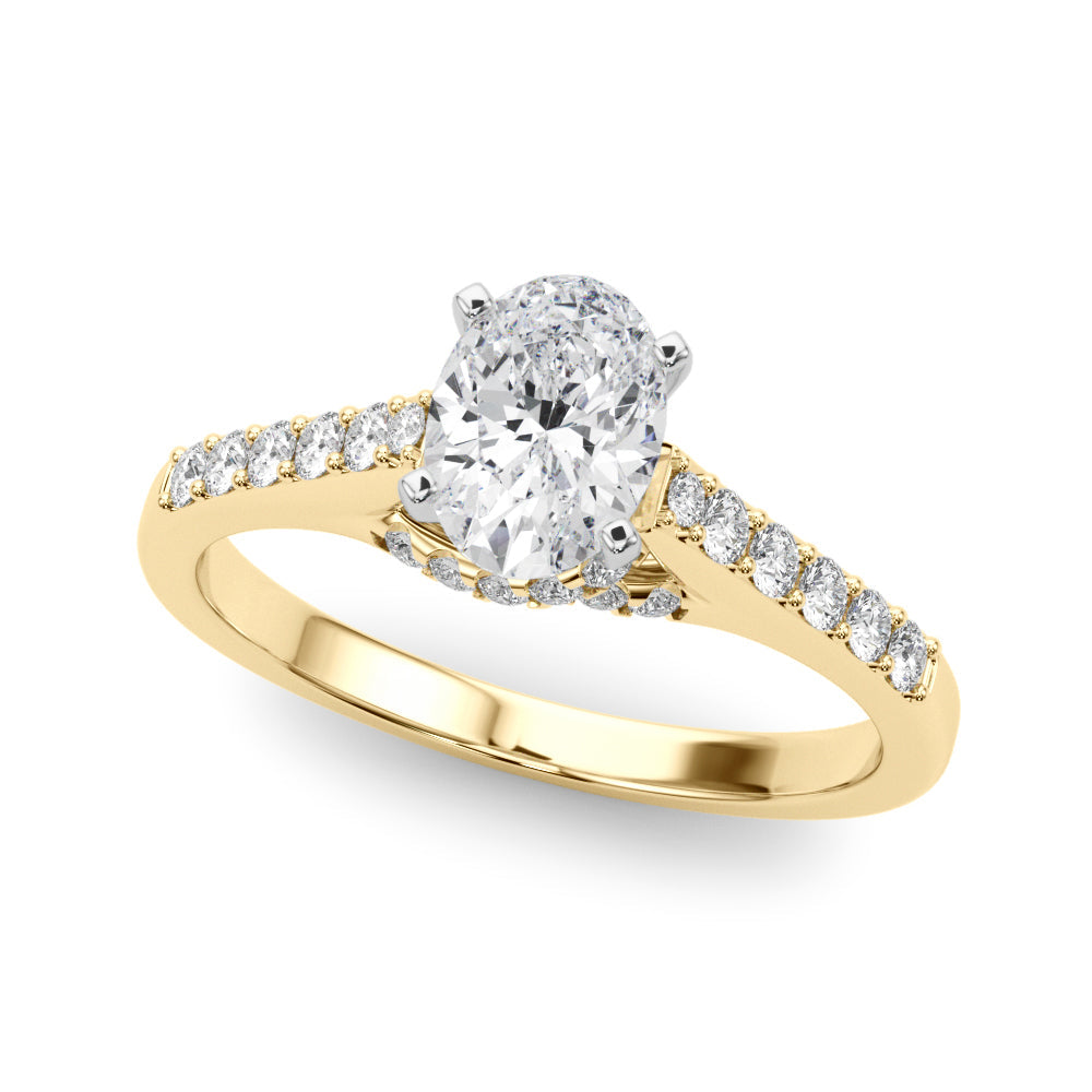 Sculpted Channel-Set Round Diamond Engagement Ring in 10K/14K gold and platinum with certified lab-grown or natural diamonds