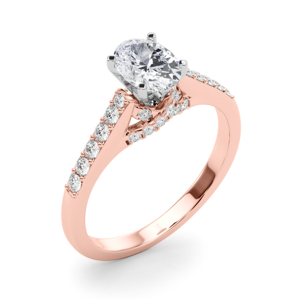 Sculpted Channel-Set Round Diamond Engagement Ring in 10K/14K gold and platinum with certified lab-grown or natural diamonds