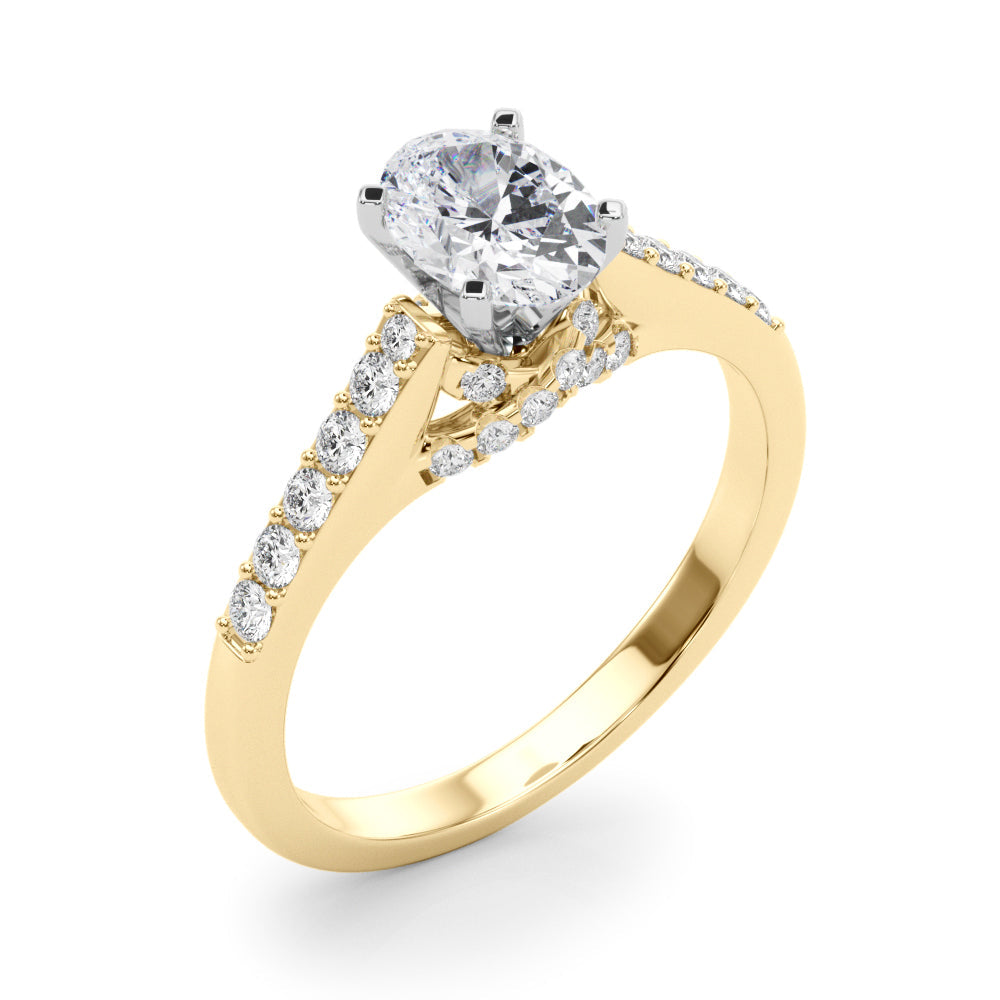 Sculpted Channel-Set Round Diamond Engagement Ring in 10K/14K gold and platinum with certified lab-grown or natural diamonds