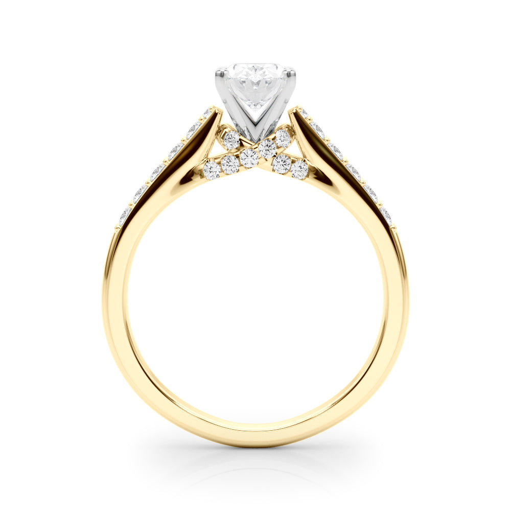 Sculpted Channel-Set Round Diamond Engagement Ring in 10K/14K gold and platinum with certified lab-grown or natural diamonds