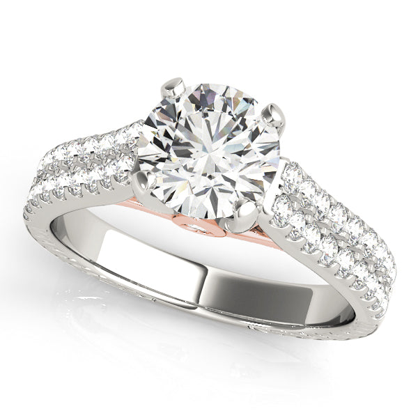 Pristine Pave Round Diamond Engagement Ring in 10K/14K gold and platinum with certified lab-grown or natural diamonds