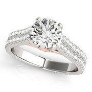 Pristine Pave Round Diamond Engagement Ring in 10K/14K gold and platinum with certified lab-grown or natural diamonds