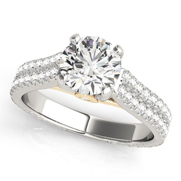 Pristine Pave Round Diamond Engagement Ring in 10K/14K gold and platinum with certified lab-grown or natural diamonds