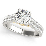 Pristine Pave Round Diamond Engagement Ring in 10K/14K gold and platinum with certified lab-grown or natural diamonds