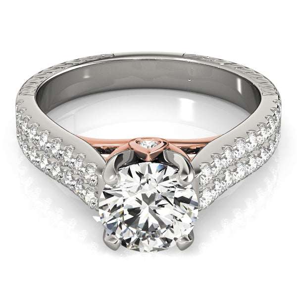 Pristine Pave Round Diamond Engagement Ring in 10K/14K gold and platinum with certified lab-grown or natural diamonds
