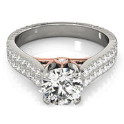 Pristine Pave Round Diamond Engagement Ring in 10K/14K gold and platinum with certified lab-grown or natural diamonds