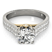 Pristine Pave Round Diamond Engagement Ring in 10K/14K gold and platinum with certified lab-grown or natural diamonds