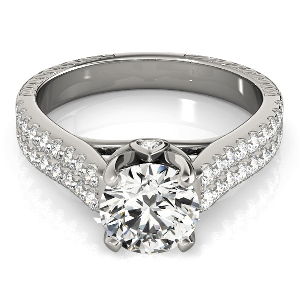 Pristine Pave Round Diamond Engagement Ring in 10K/14K gold and platinum with certified lab-grown or natural diamonds