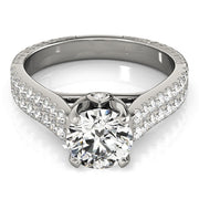 Pristine Pave Round Diamond Engagement Ring in 10K/14K gold and platinum with certified lab-grown or natural diamonds
