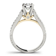Pristine Pave Round Diamond Engagement Ring in 10K/14K gold and platinum with certified lab-grown or natural diamonds