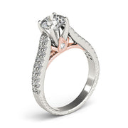 Pristine Pave Round Diamond Engagement Ring in 10K/14K gold and platinum with certified lab-grown or natural diamonds