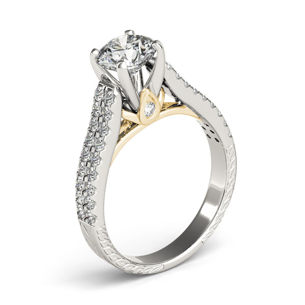 Pristine Pave Round Diamond Engagement Ring in 10K/14K gold and platinum with certified lab-grown or natural diamonds
