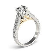Pristine Pave Round Diamond Engagement Ring in 10K/14K gold and platinum with certified lab-grown or natural diamonds