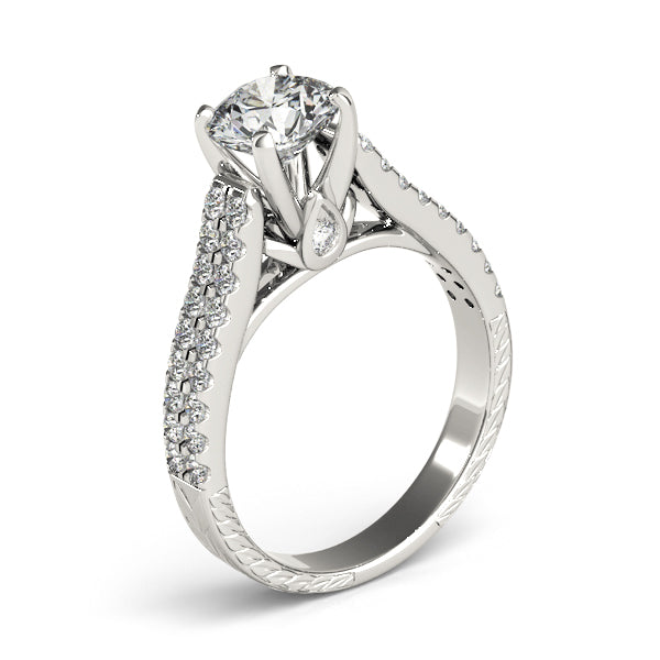Pristine Pave Round Diamond Engagement Ring in 10K/14K gold and platinum with certified lab-grown or natural diamonds