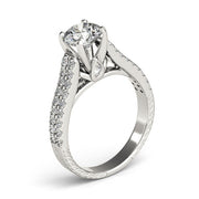 Pristine Pave Round Diamond Engagement Ring in 10K/14K gold and platinum with certified lab-grown or natural diamonds