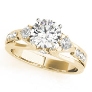 Vintage-Inspired Three-Stone Round Diamond Engagement Ring in 10K/14K gold and platinum with certified lab-grown or natural diamonds