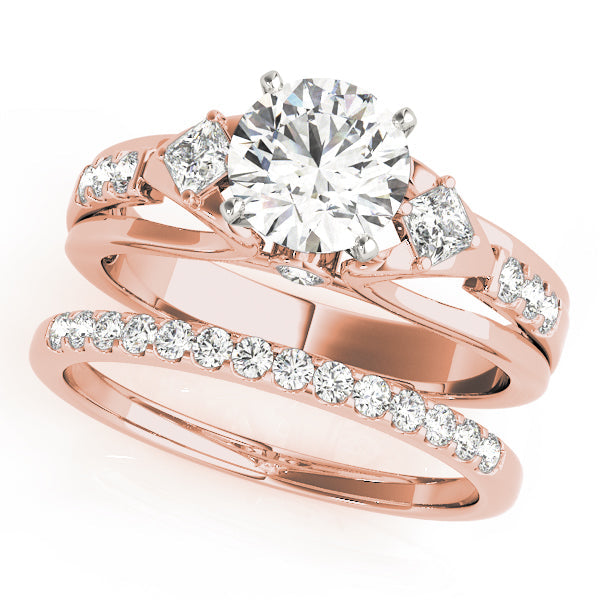 Vintage-Inspired Three-Stone Round Diamond Engagement Ring in 10K/14K gold and platinum with certified lab-grown or natural diamonds