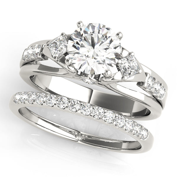 Vintage-Inspired Three-Stone Round Diamond Engagement Ring in 10K/14K gold and platinum with certified lab-grown or natural diamonds