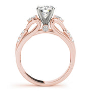 Vintage-Inspired Three-Stone Round Diamond Engagement Ring in 10K/14K gold and platinum with certified lab-grown or natural diamonds
