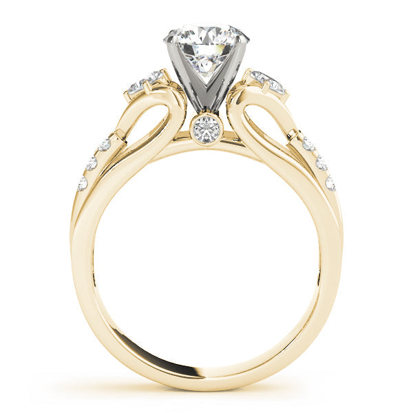 Vintage-Inspired Three-Stone Round Diamond Engagement Ring in 10K/14K gold and platinum with certified lab-grown or natural diamonds