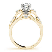 Vintage-Inspired Three-Stone Round Diamond Engagement Ring in 10K/14K gold and platinum with certified lab-grown or natural diamonds