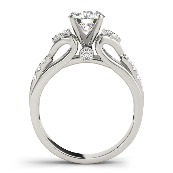 Vintage-Inspired Three-Stone Round Diamond Engagement Ring in 10K/14K gold and platinum with certified lab-grown or natural diamonds