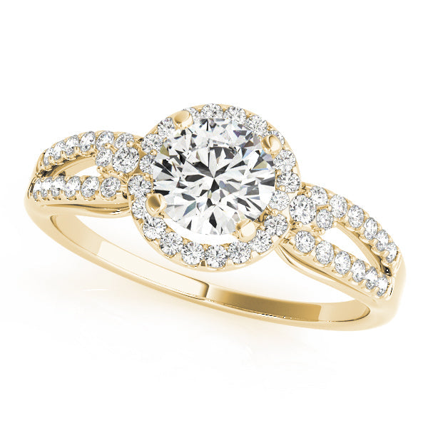 Bespoke Halo Round Diamond Engagement Ring in 10K/14K gold and platinum with certified lab-grown or natural diamonds