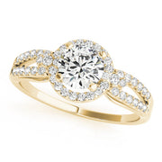 Bespoke Halo Round Diamond Engagement Ring in 10K/14K gold and platinum with certified lab-grown or natural diamonds