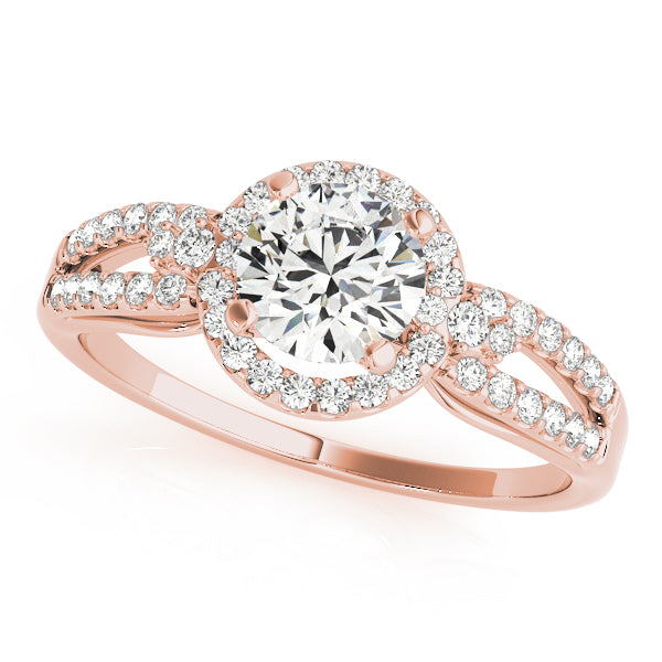 Bespoke Halo Round Diamond Engagement Ring in 10K/14K gold and platinum with certified lab-grown or natural diamonds