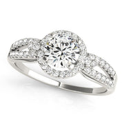 Bespoke Halo Round Diamond Engagement Ring in 10K/14K gold and platinum with certified lab-grown or natural diamonds