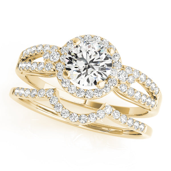 Bespoke Halo Round Diamond Engagement Ring in 10K/14K gold and platinum with certified lab-grown or natural diamonds