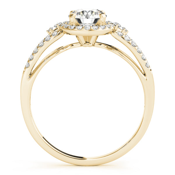 Bespoke Halo Round Diamond Engagement Ring in 10K/14K gold and platinum with certified lab-grown or natural diamonds
