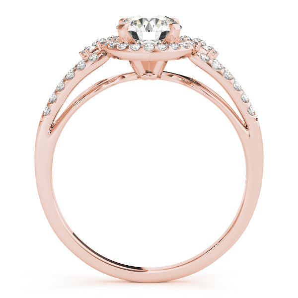 Bespoke Halo Round Diamond Engagement Ring in 10K/14K gold and platinum with certified lab-grown or natural diamonds