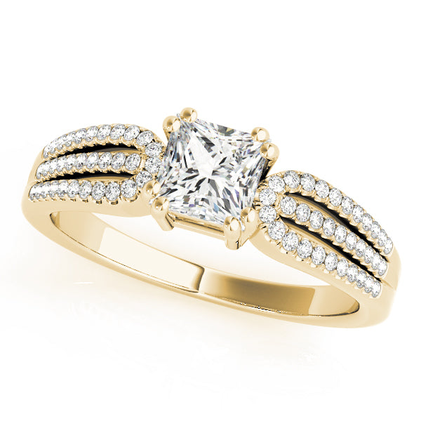 Brilliant Multi-Row Princess Diamond Engagement Ring in 10K/14K gold and platinum with certified lab-grown or natural diamonds