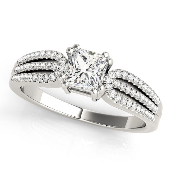 Brilliant Multi-Row Princess Diamond Engagement Ring in 10K/14K gold and platinum with certified lab-grown or natural diamonds