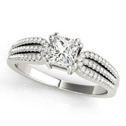 Brilliant Multi-Row Princess Diamond Engagement Ring in 10K/14K gold and platinum with certified lab-grown or natural diamonds